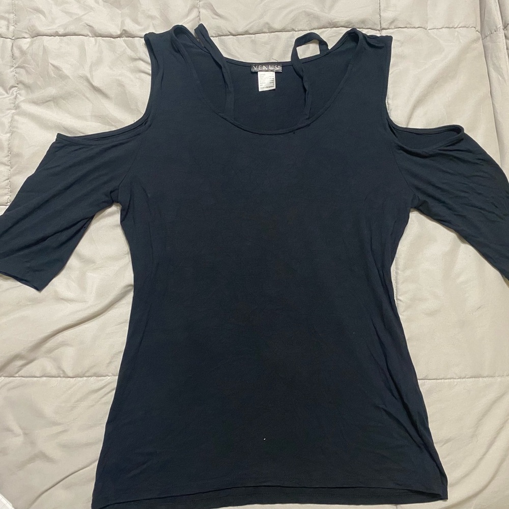 VENUS Black Cold Shoulder Blouse